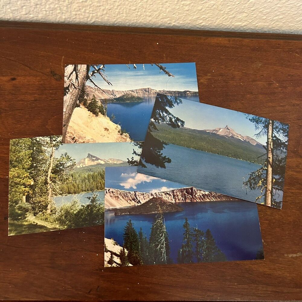 Lot Of 4 Vintage Crater Lake Post Cards Diamond Lake Mt. Thielsen Nature Ephem